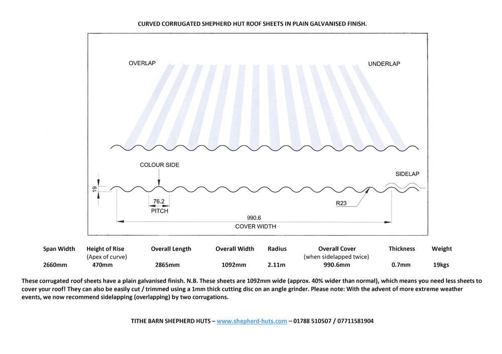 Tithe Barn Shepherd Huts Galvanised corrugated roofing sheets for sale